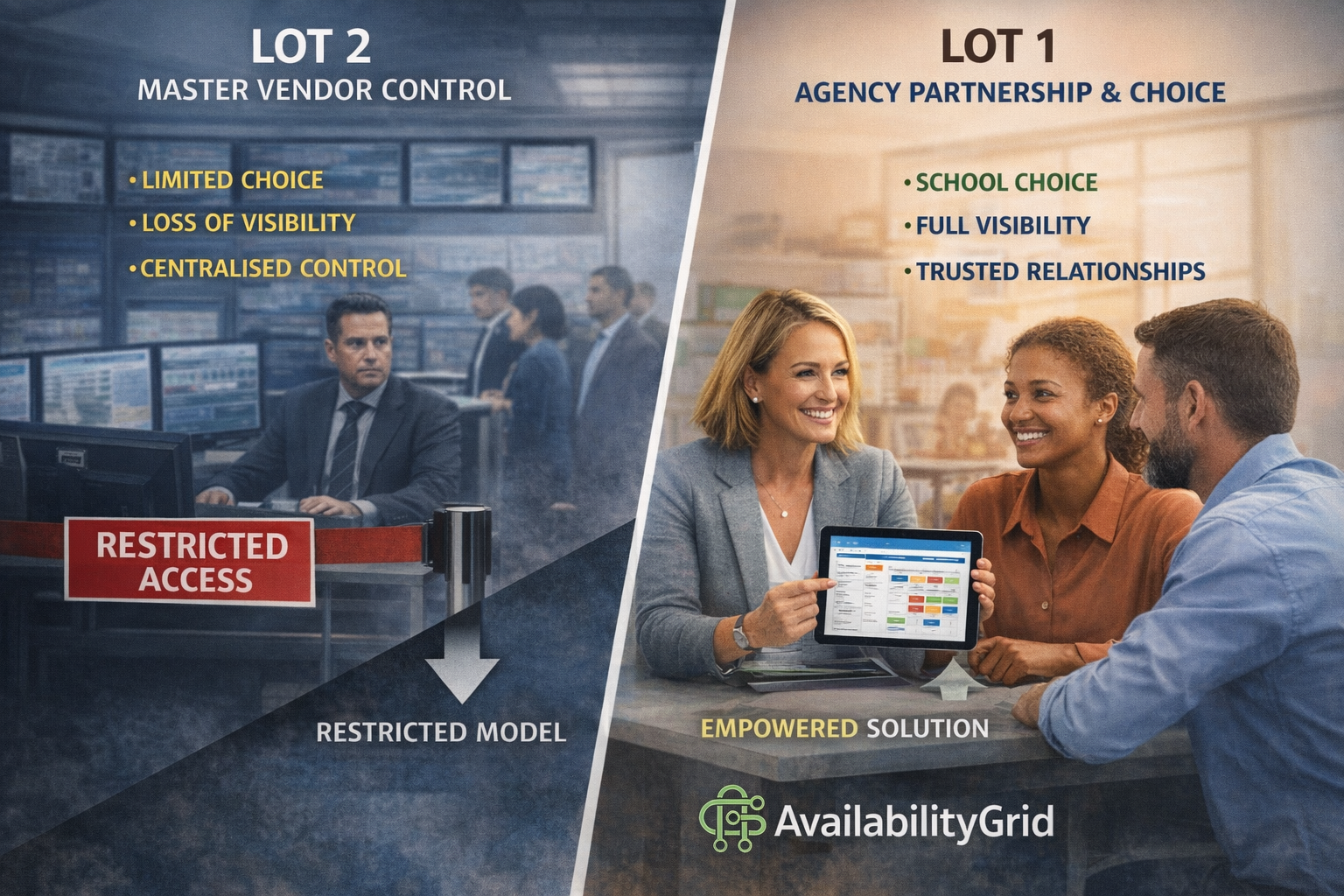 AvailabilityGrid GCA Lot 1 Agency Value vs Restrictions of Lot2